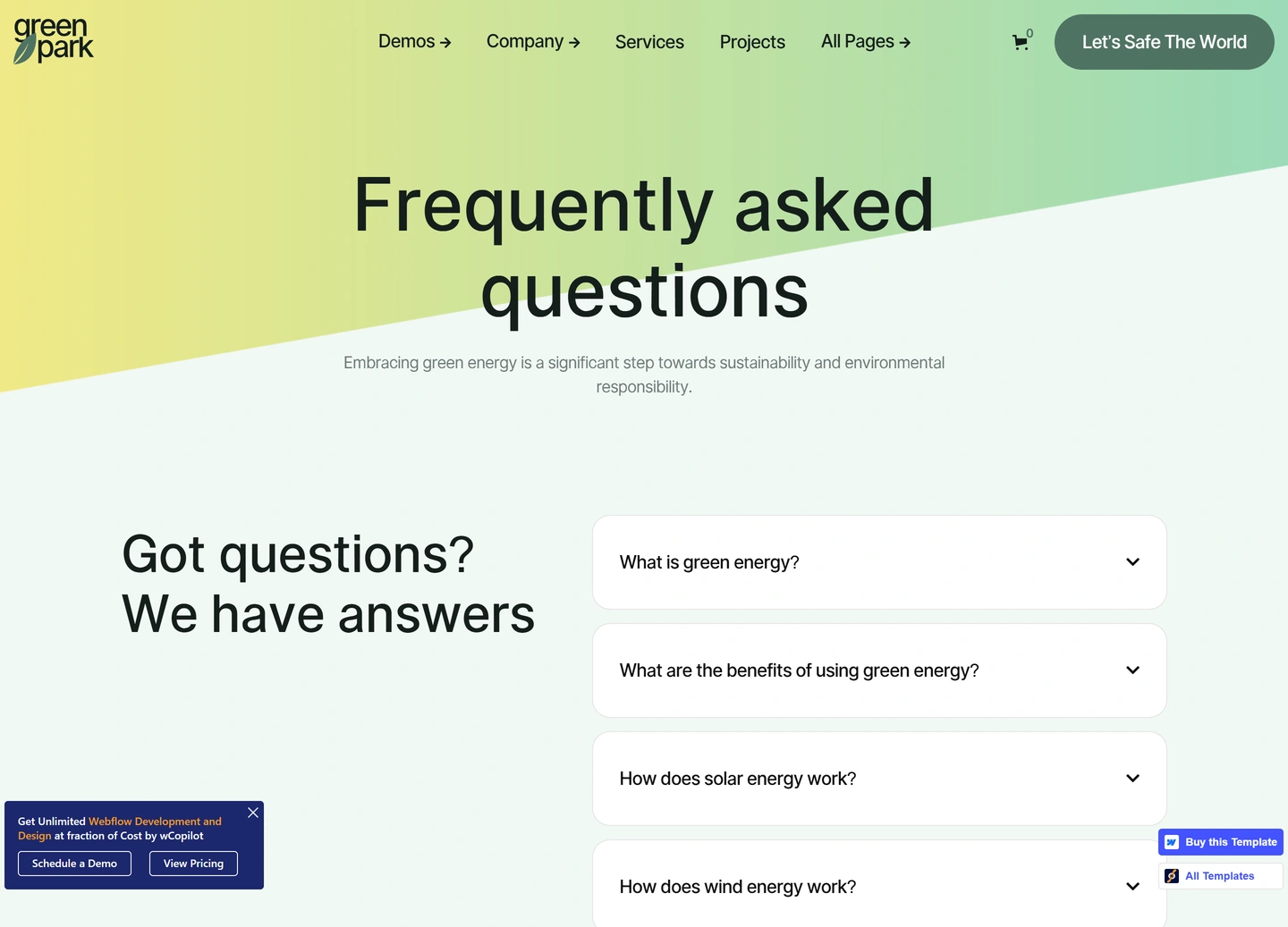 Green Park website design — Faq