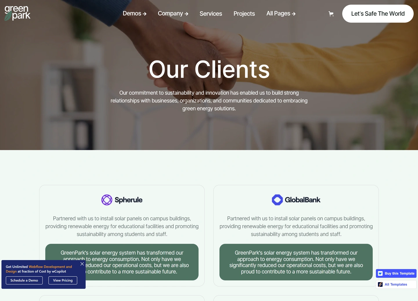 Green Park website design — Our clients