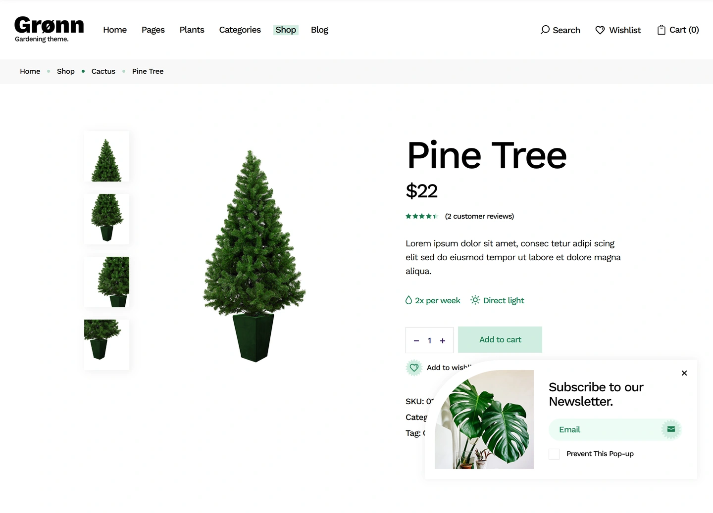 Grønn landscaping website — Product / pine tree