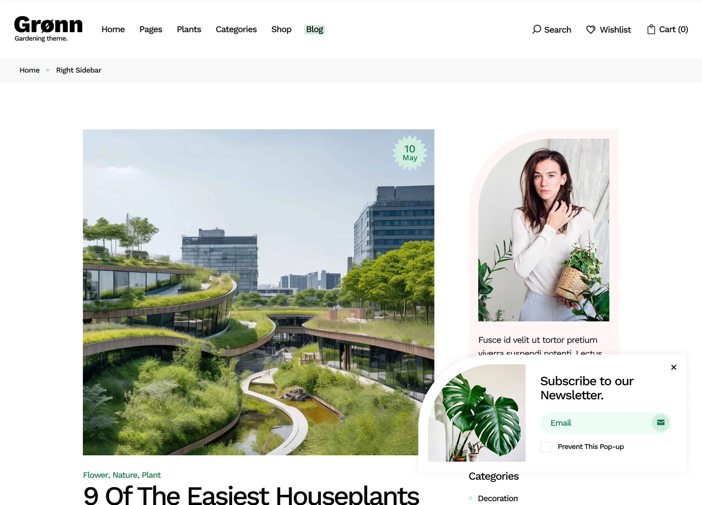 Grønn landscaping website — Right sidebar