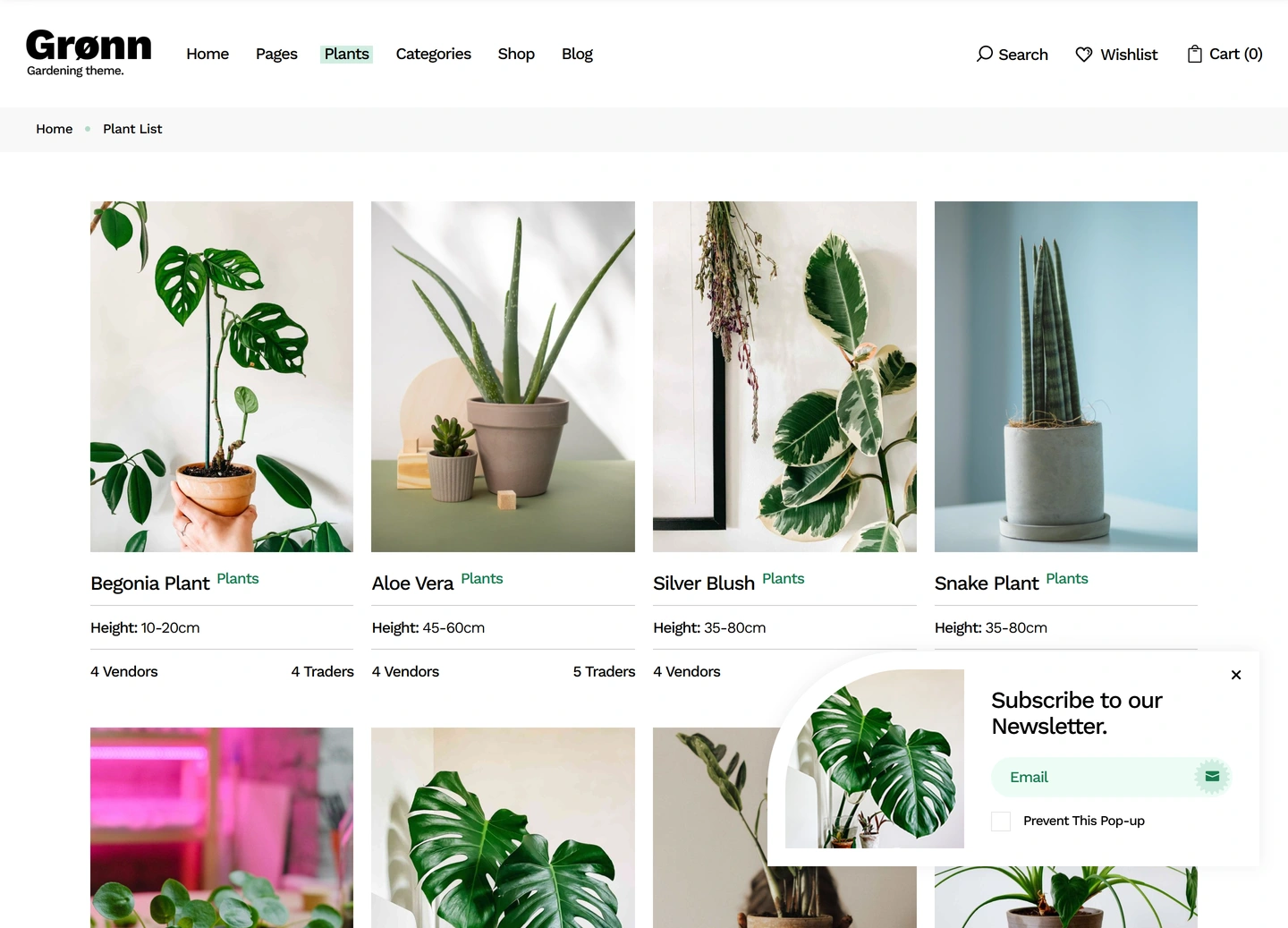Grønn landscaping website — Plant list