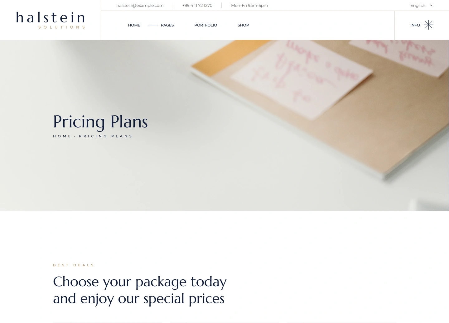 Halstein website — Pricing plans