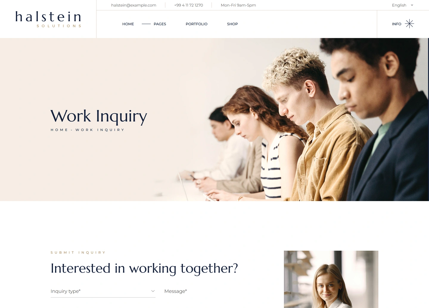 Halstein website — Work inquiry