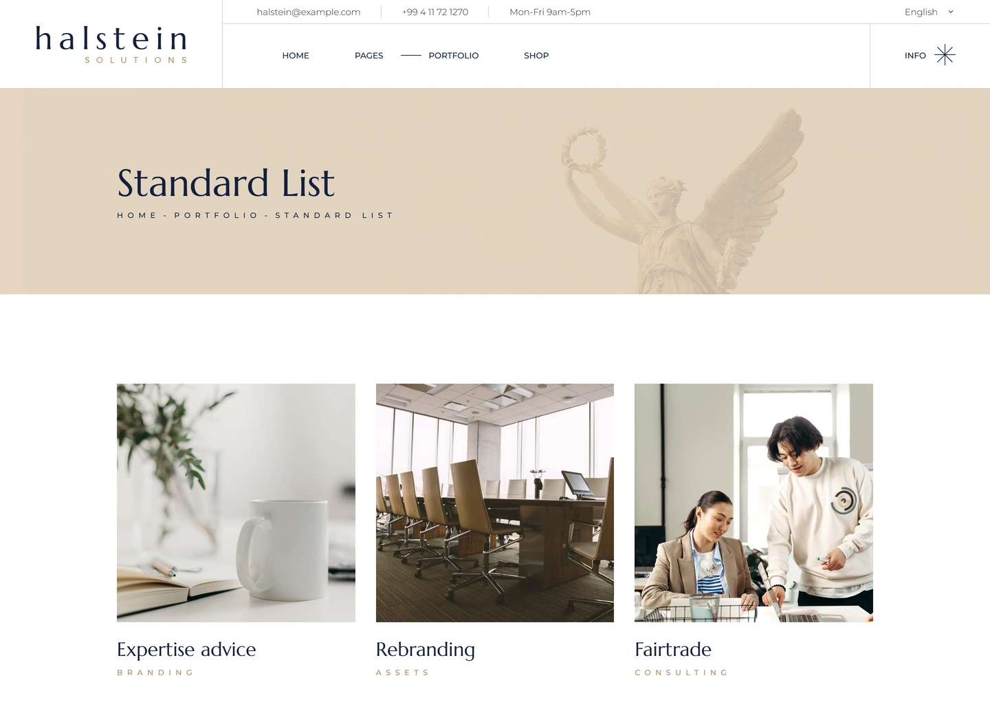 Halstein website — Portfolio / standard list