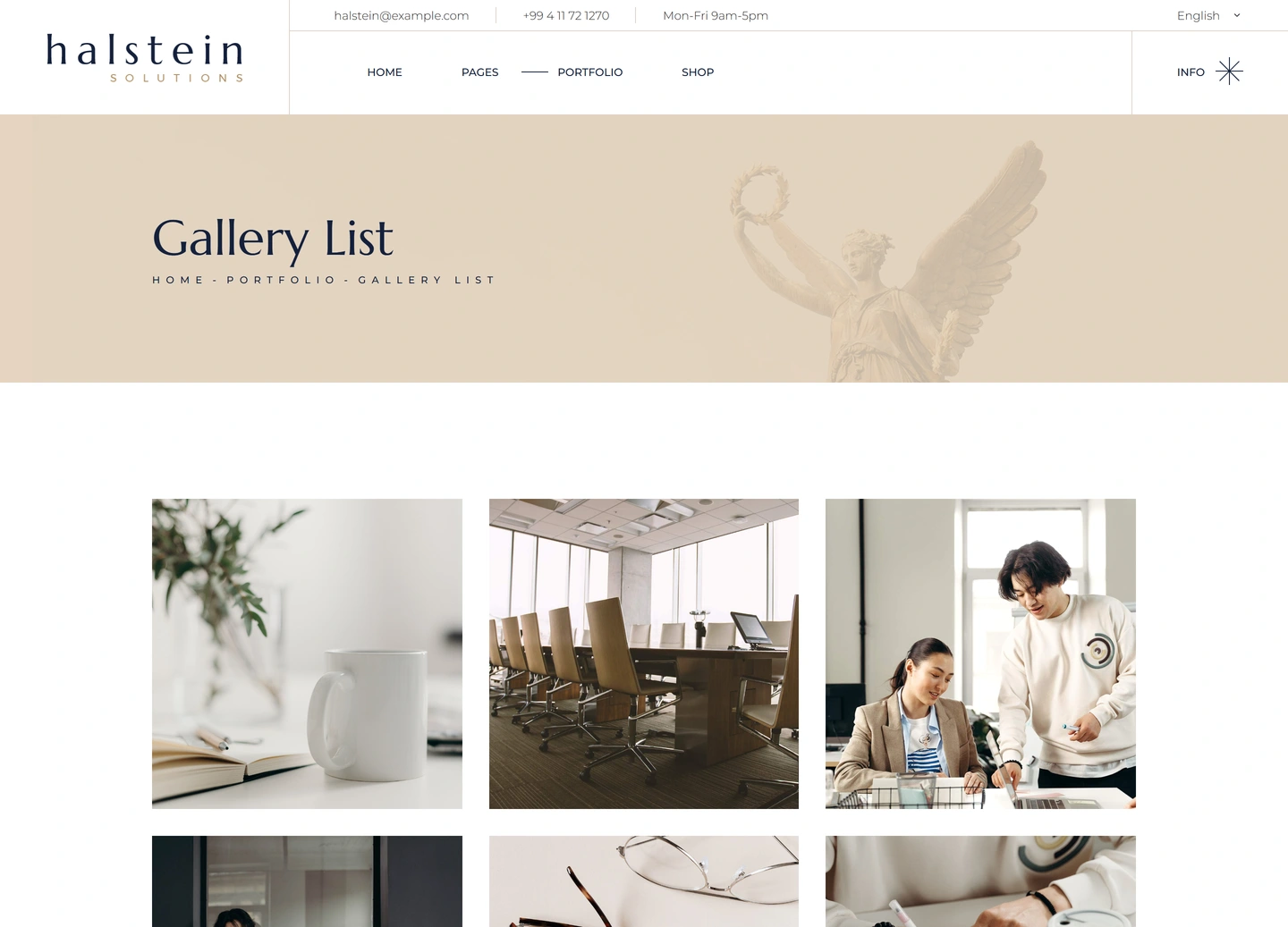 Halstein website — Portfolio / gallery list