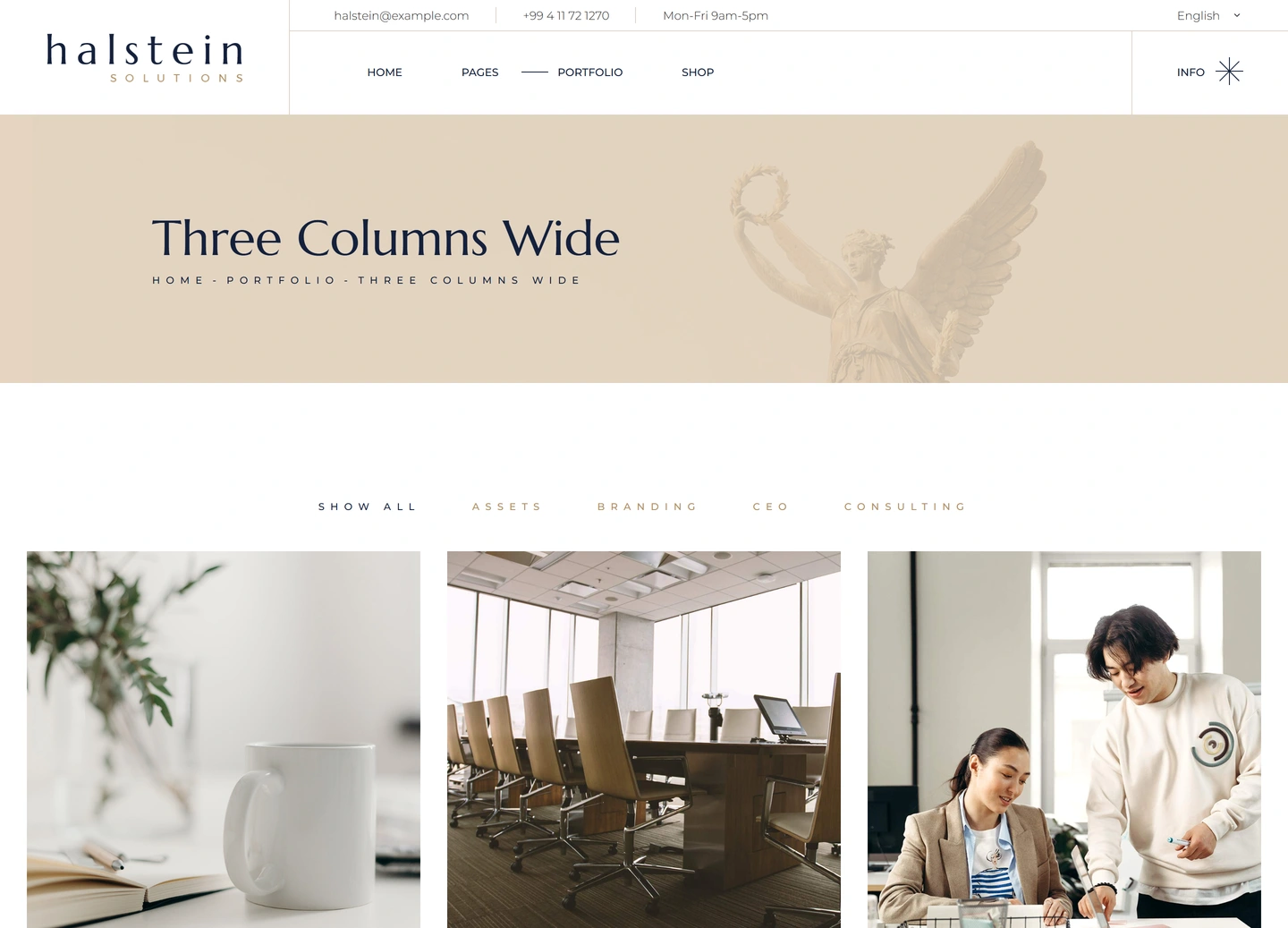 Halstein website — Portfolio / three columns wide