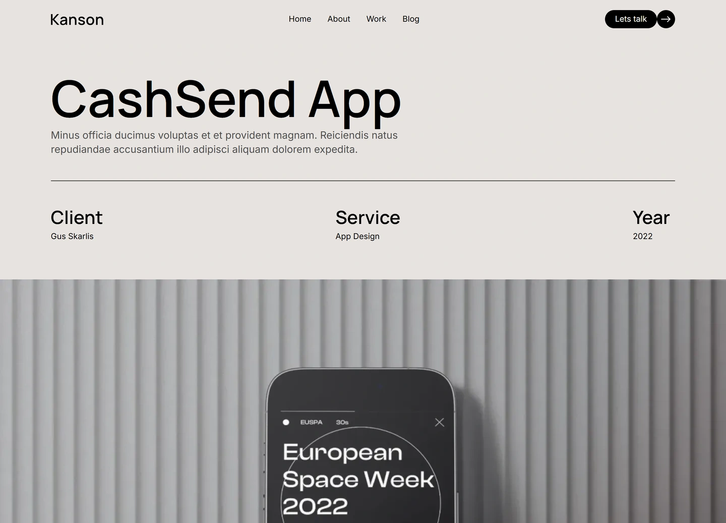 Kanson agency website — Project / cashsend mobile app design