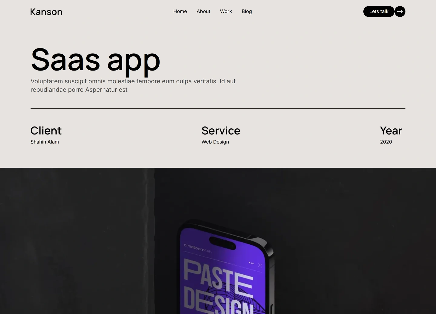 Kanson agency website — Project / saas web design