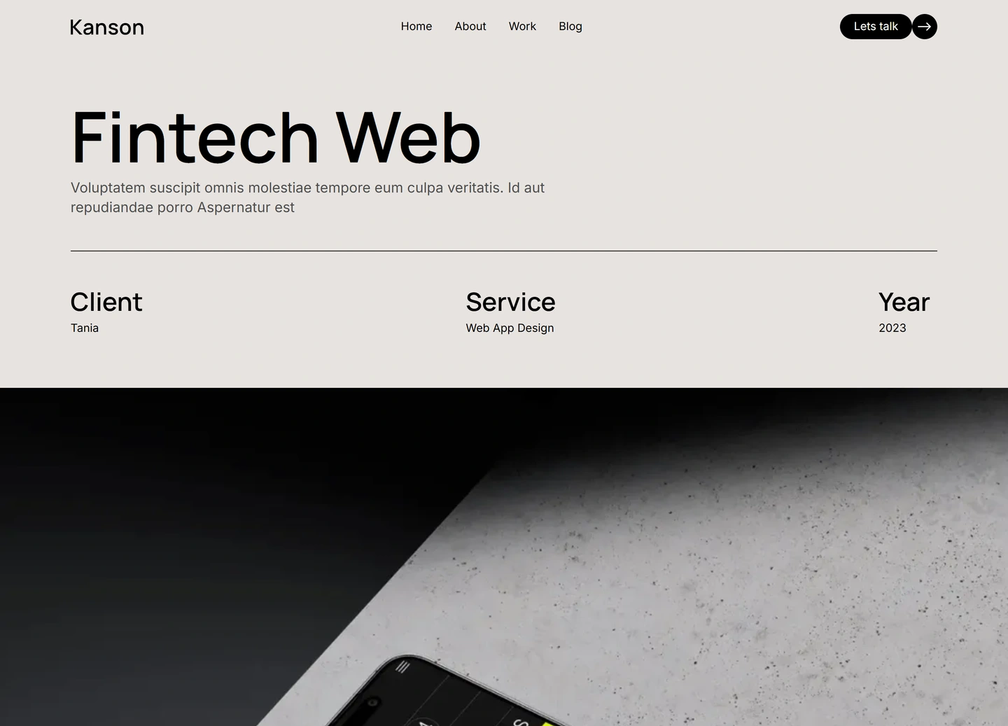 Kanson agency website — Project / fintech web app design