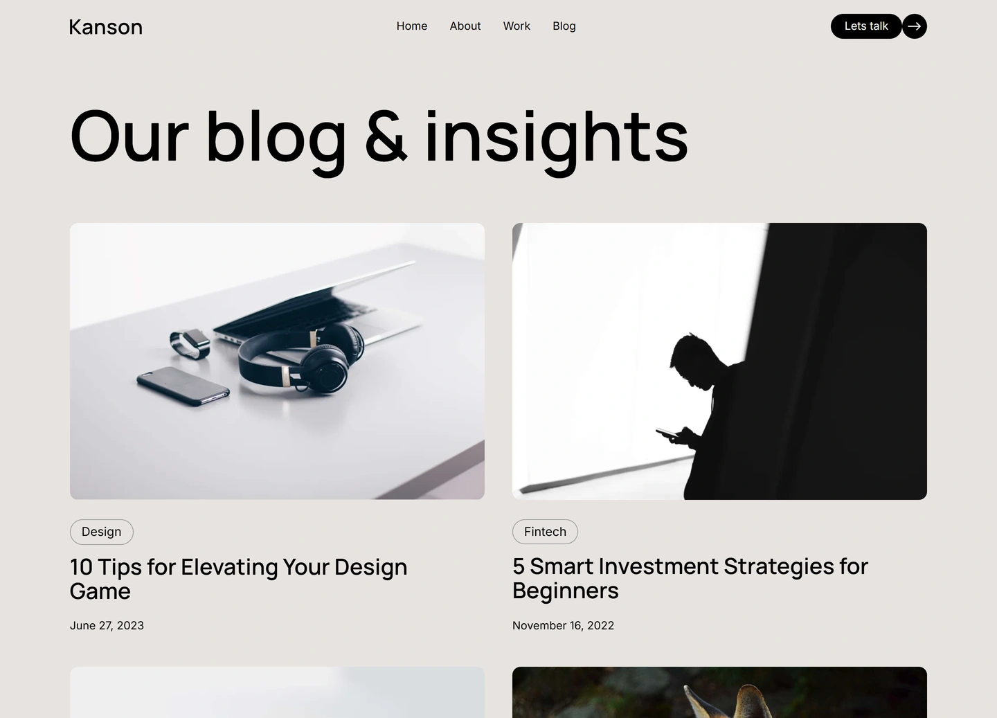 Kanson agency website — Blog