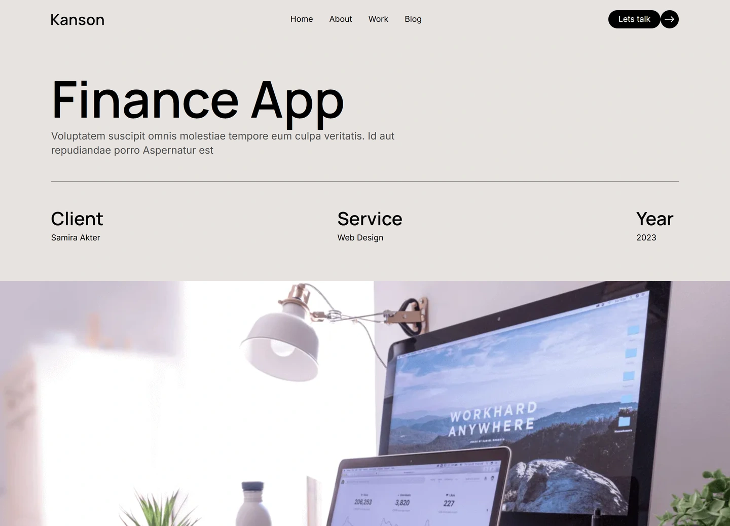 Kanson agency website — Project / finance app design