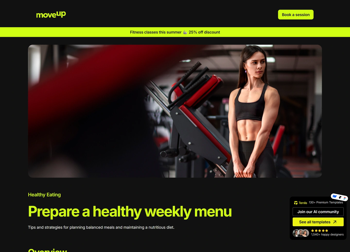 Move website — Blog posts / prepare a healthy weekly menu