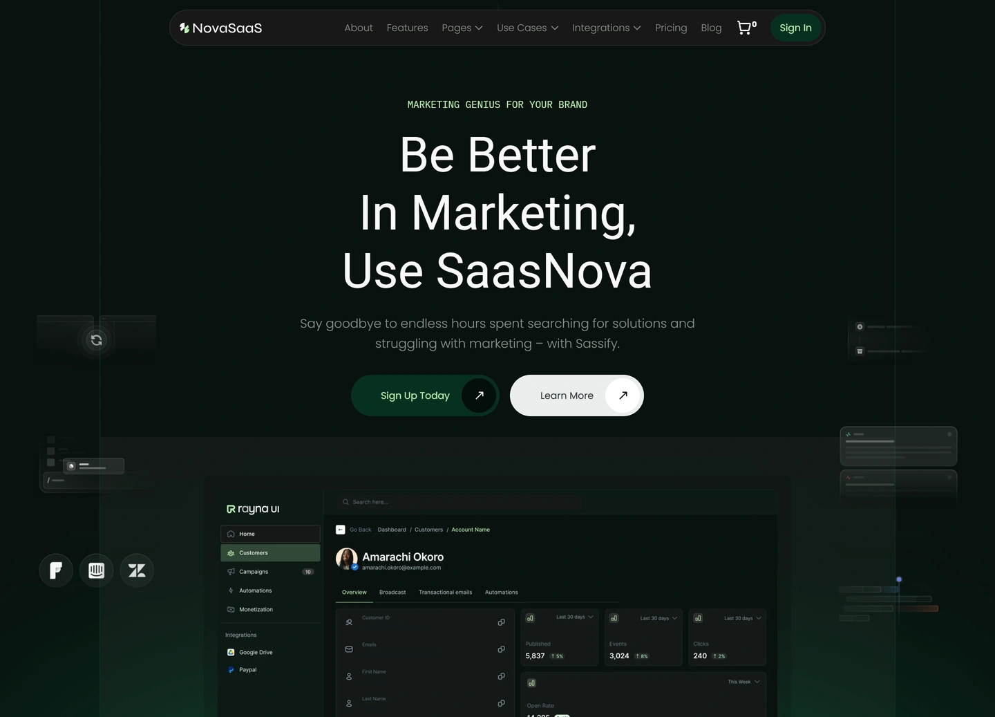 Nova SaaS website — Main page