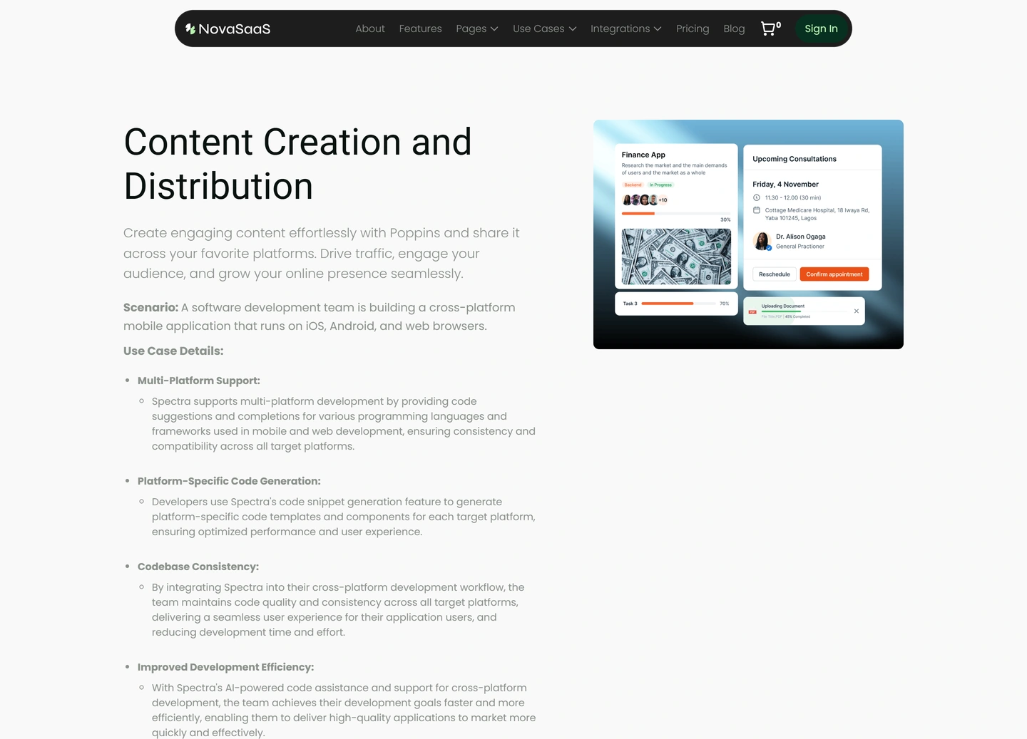 Nova SaaS website — Use case / code review and quality assurance