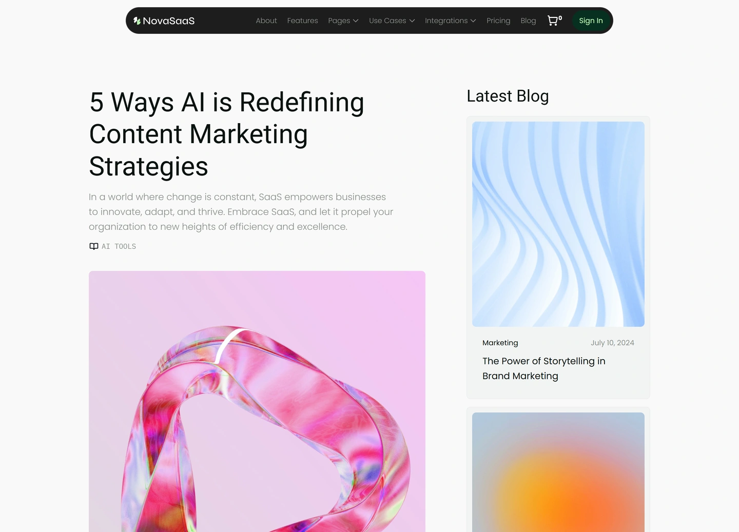 Nova SaaS website — Post / how our ai software revolutionizes your content marketing