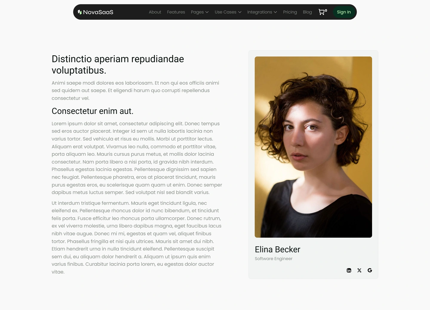Nova SaaS website — Team / elina becker
