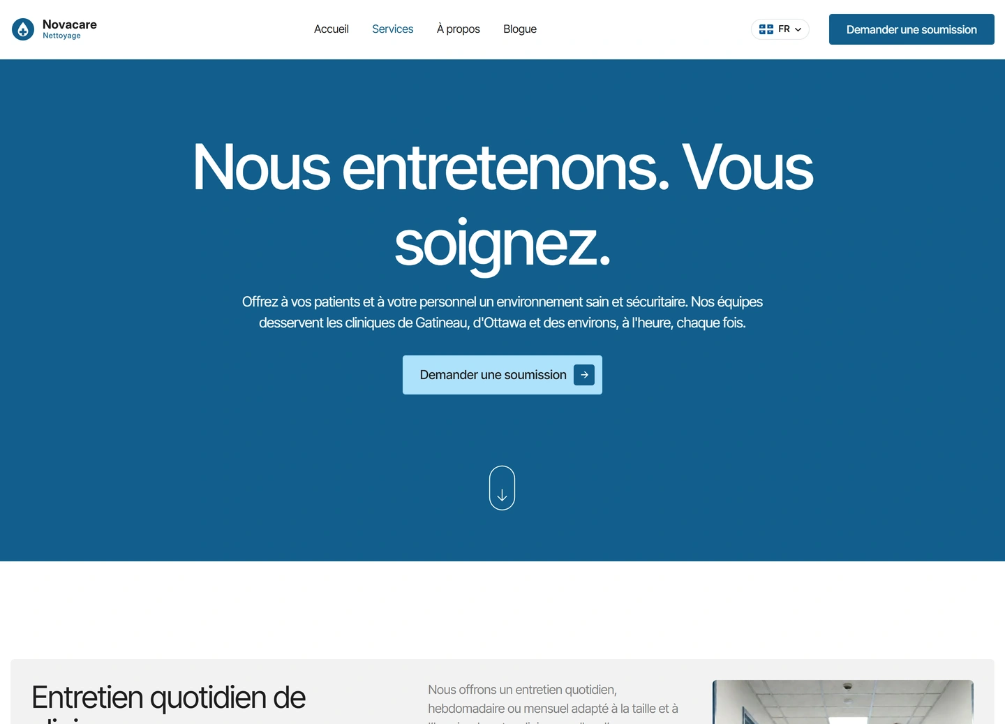 Novacare website — Services