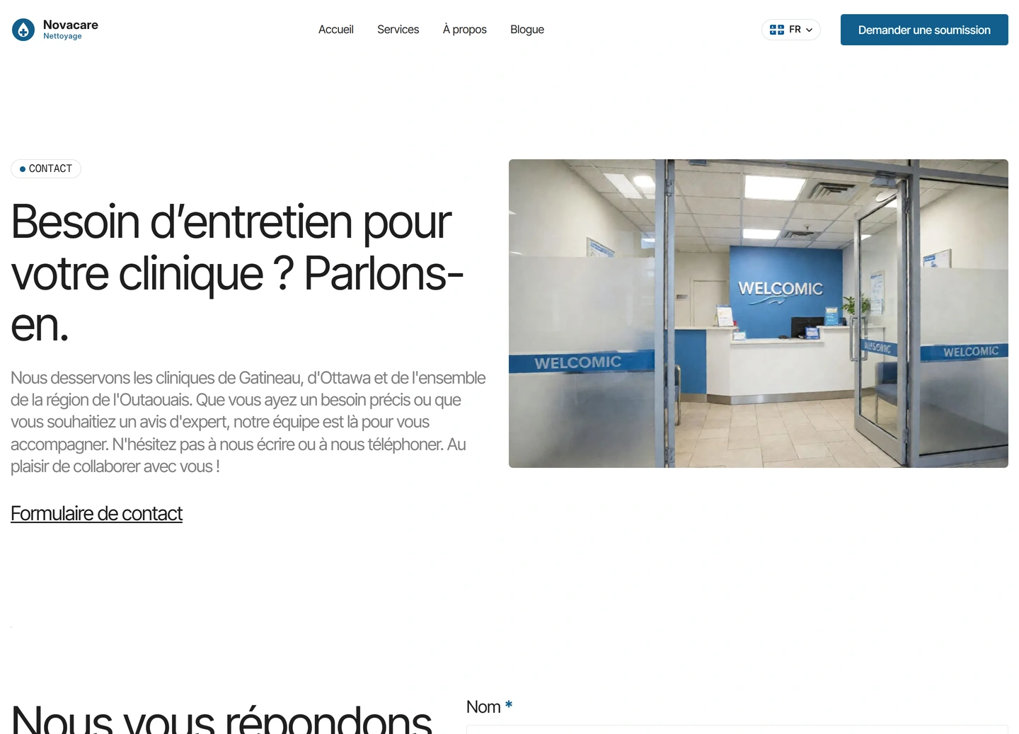 Novacare website — Contact