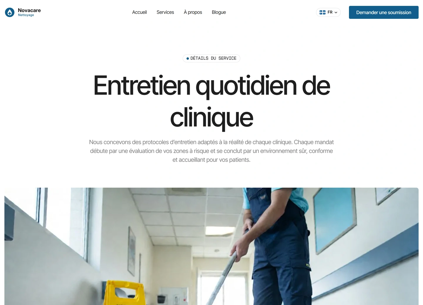Novacare website — Services / entretien quotidien
