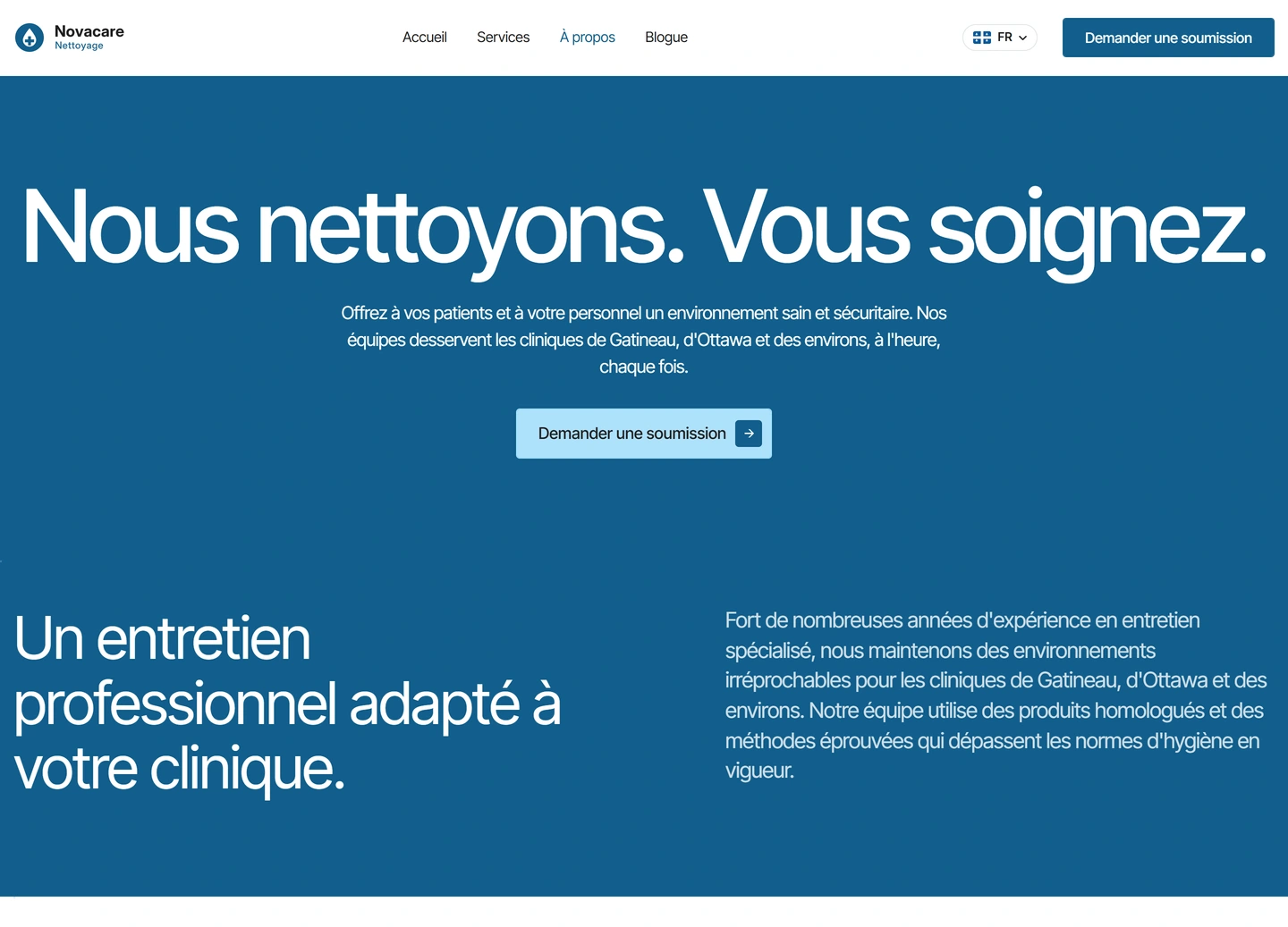 Novacare website — A propos