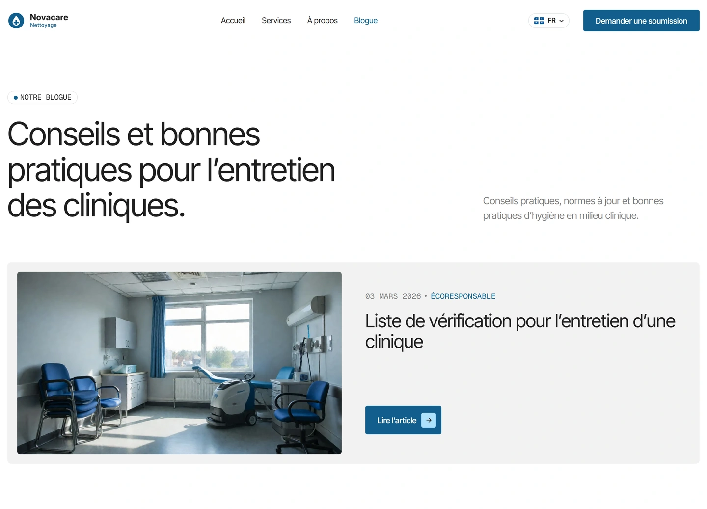 Novacare website — Blogue