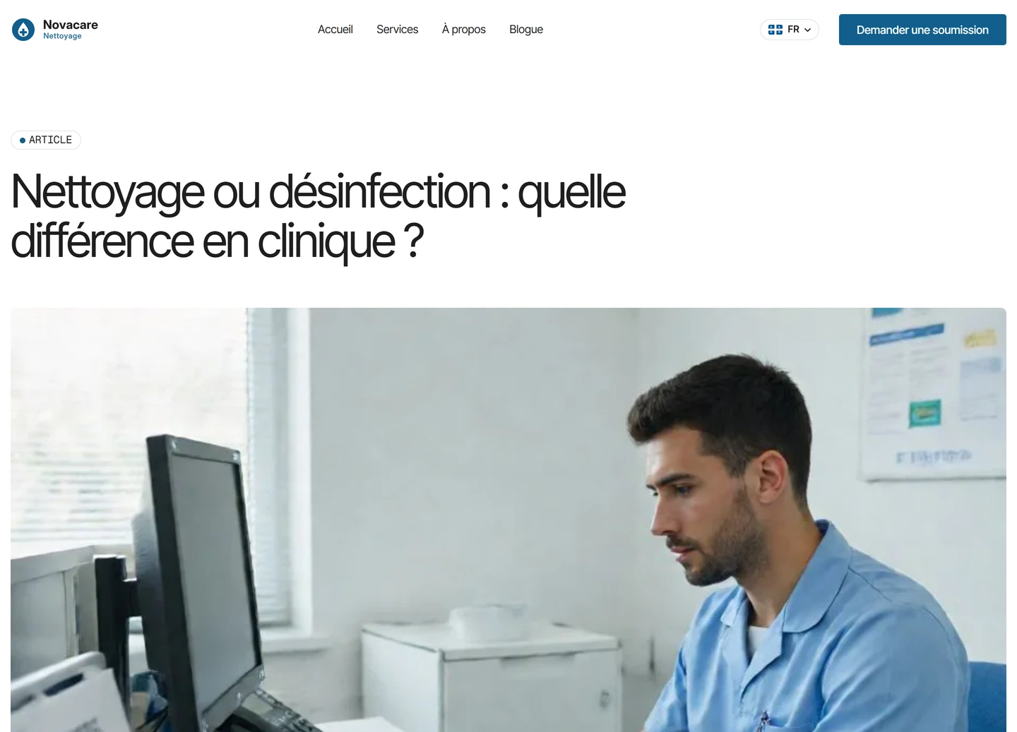 Novacare website — Blogue / nettoyage ou desinfection