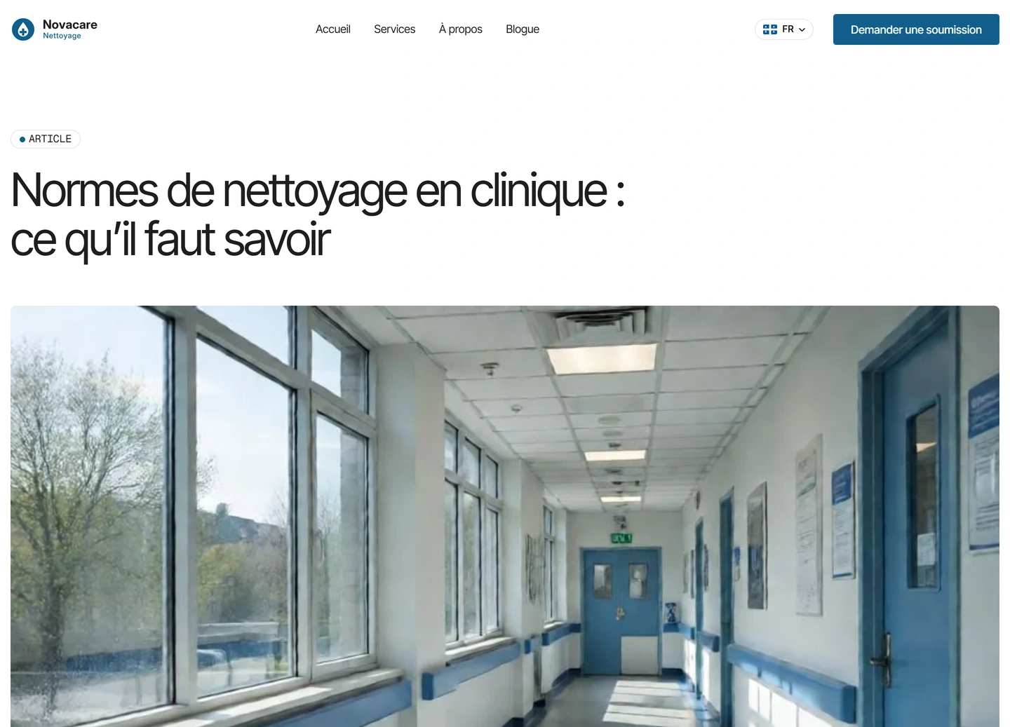 Novacare website — Blogue / normes de nettoyage en clinique