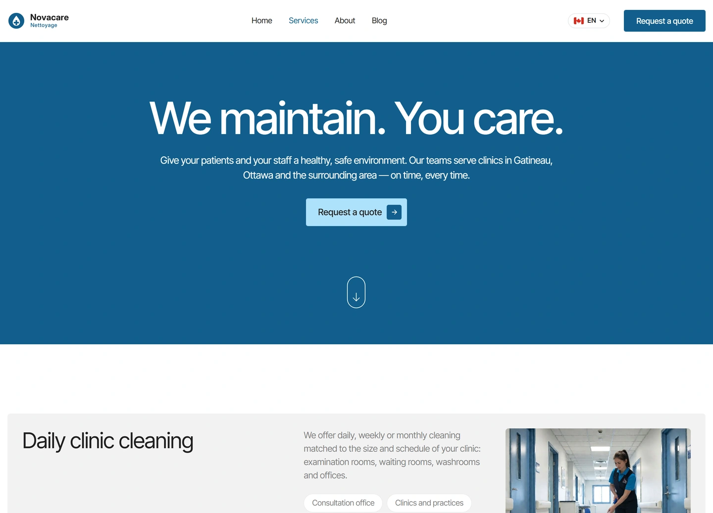 Novacare website — En / services