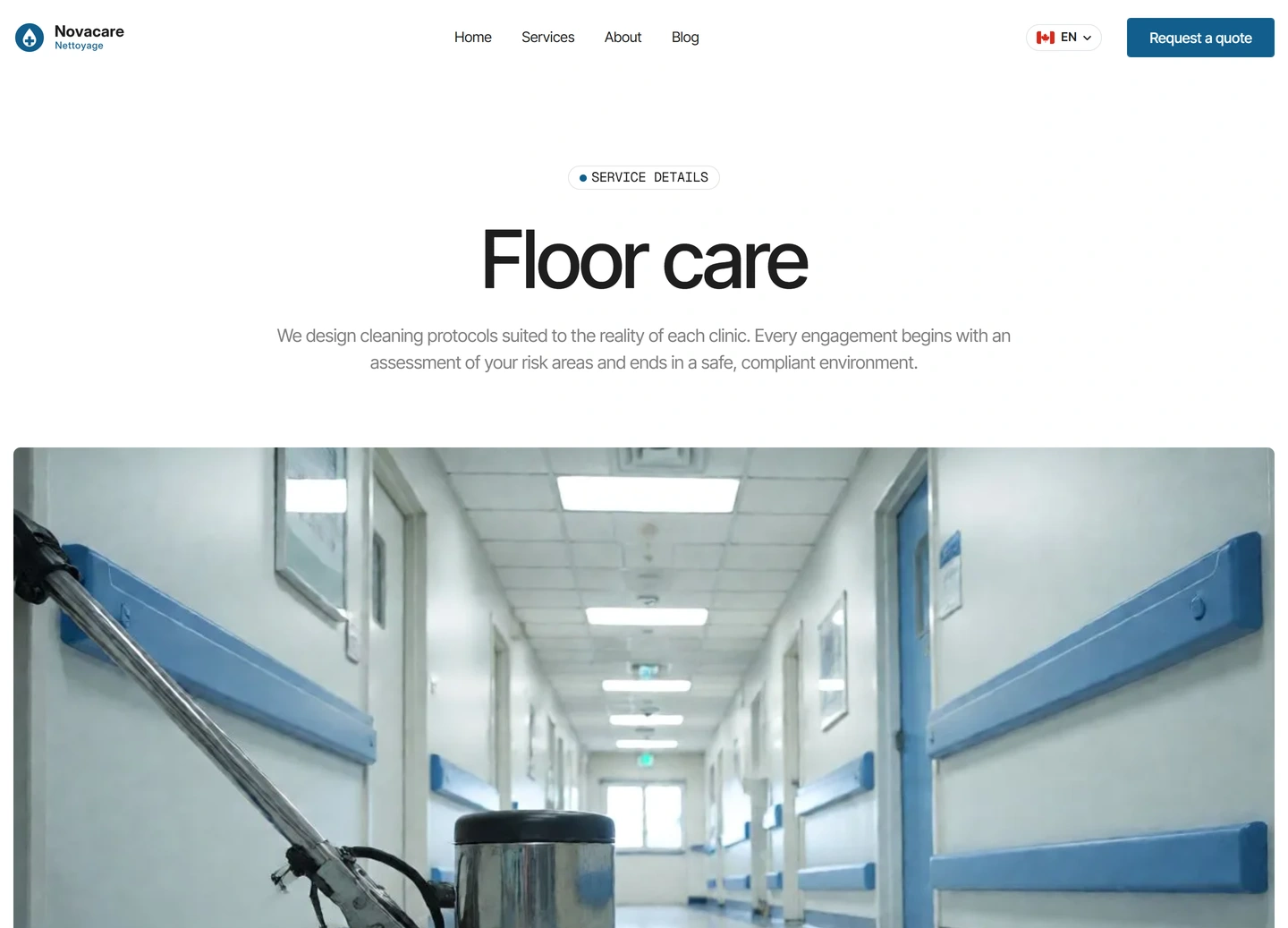 Novacare website — En / services / floor care