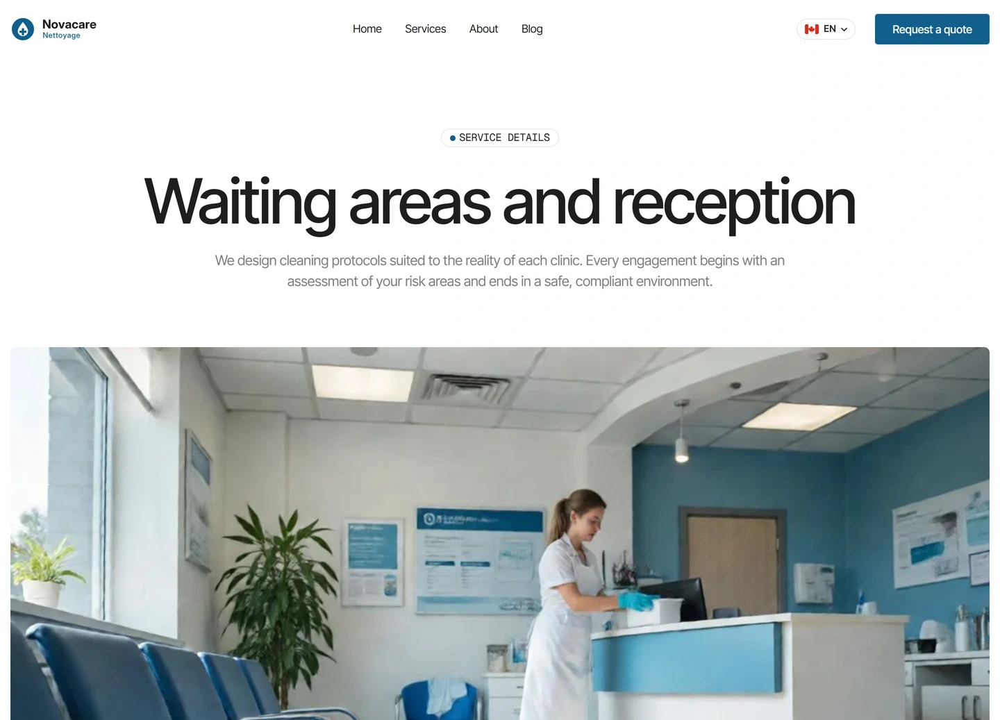 Novacare website — En / services / waiting areas reception
