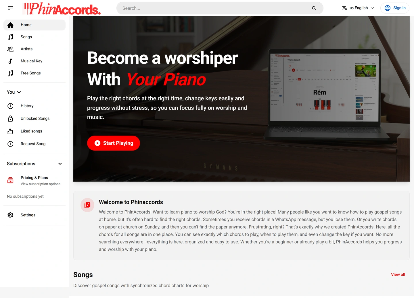 PhinAccords website — App — main page