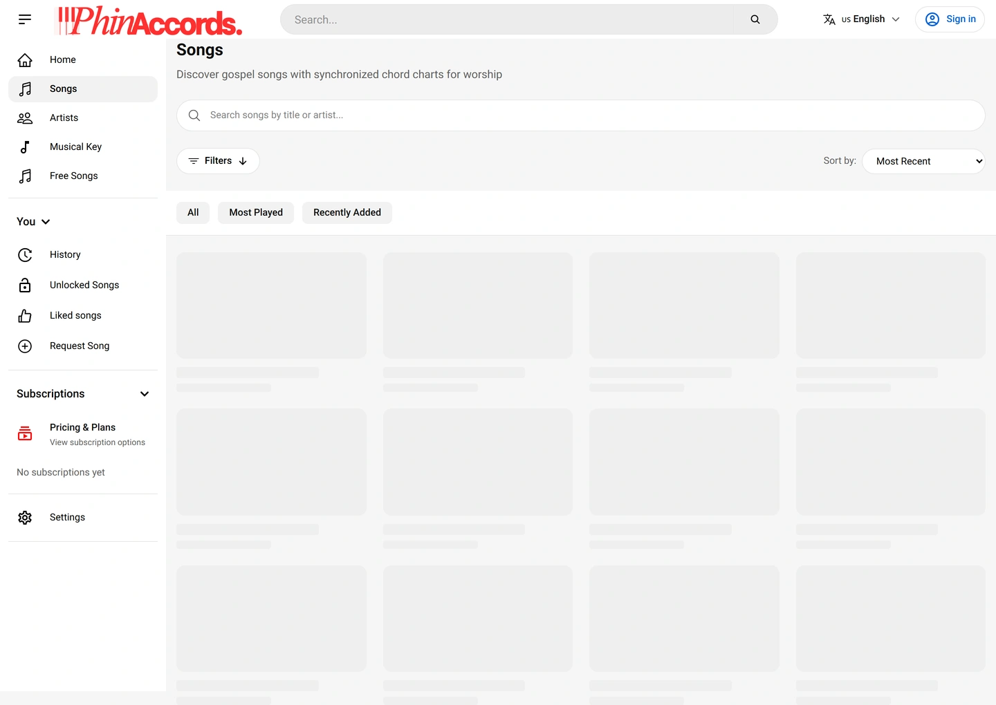 PhinAccords website — App — songs