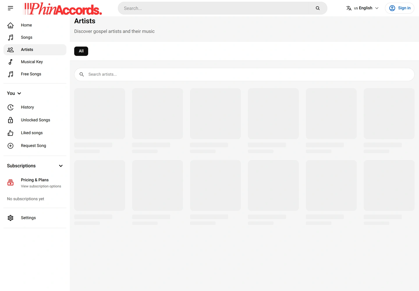 PhinAccords website — App — artists