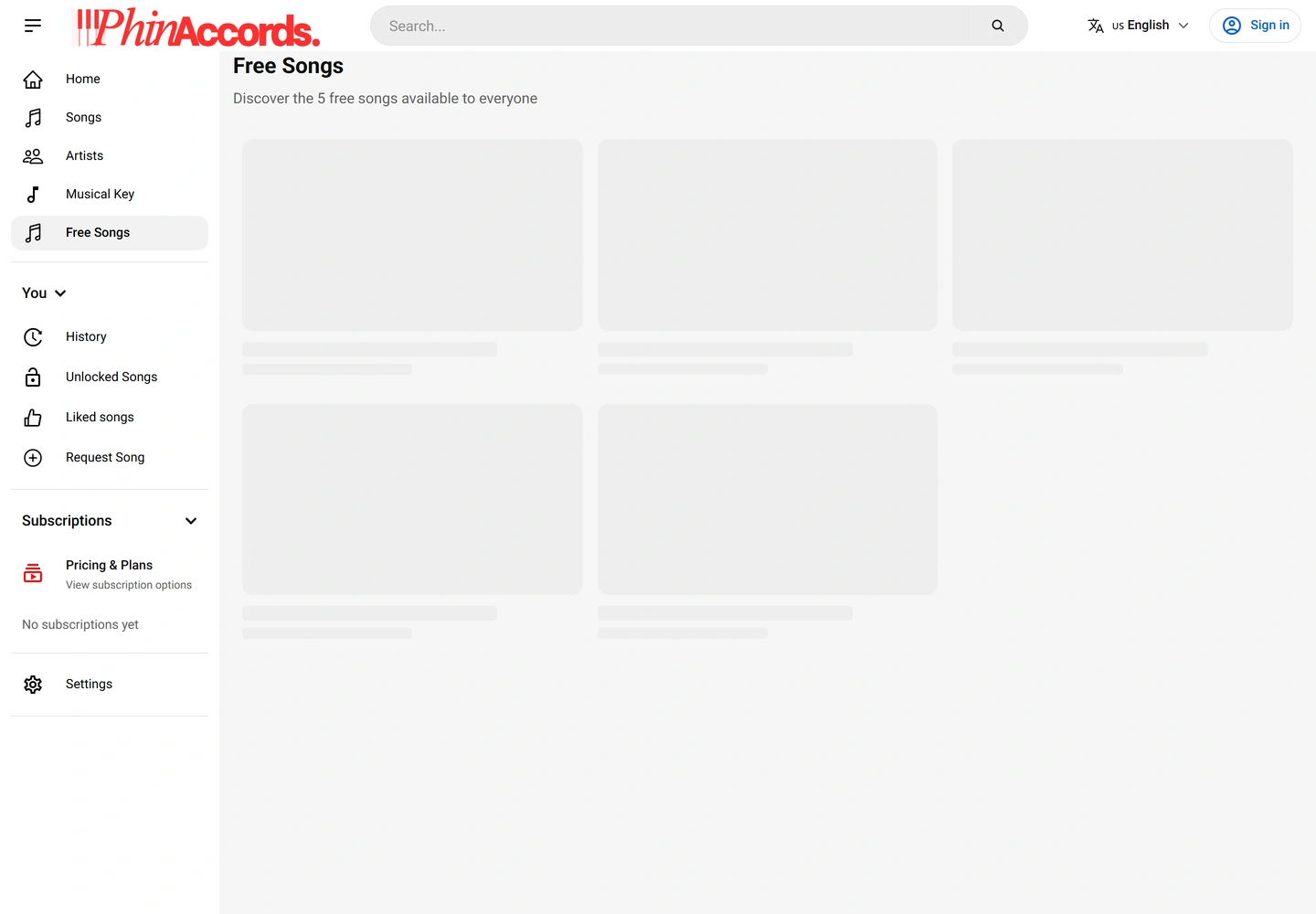 PhinAccords website — App — free songs