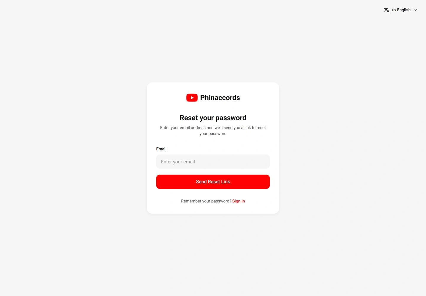 PhinAccords website — App — forgot password