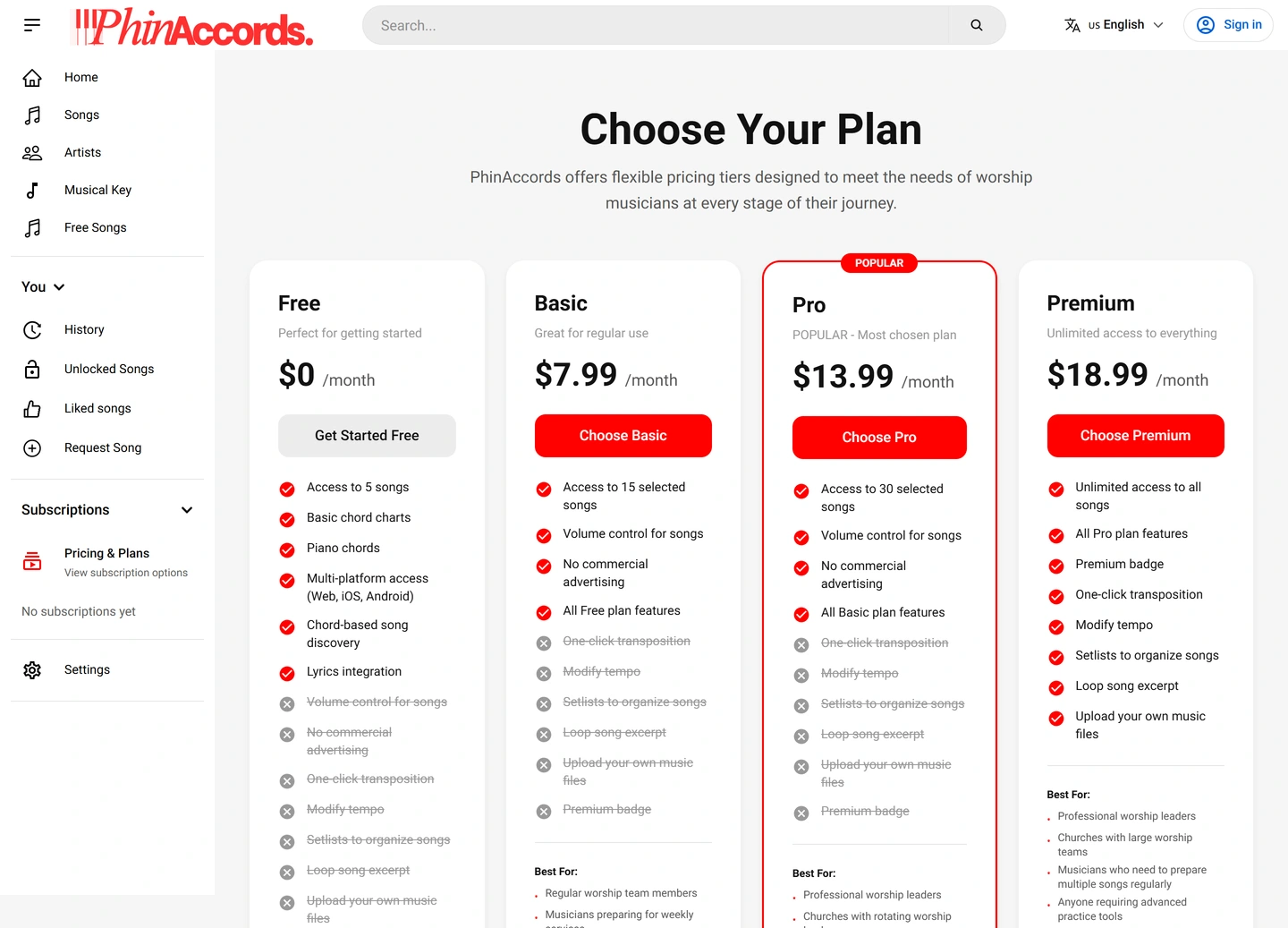 PhinAccords website — App — pricing