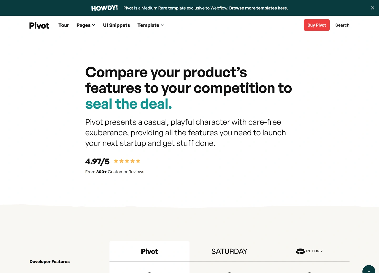 Pivot website — Product / compare
