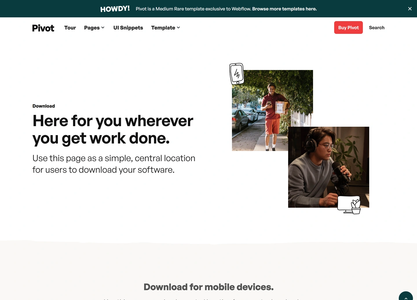 Pivot website — Product / download
