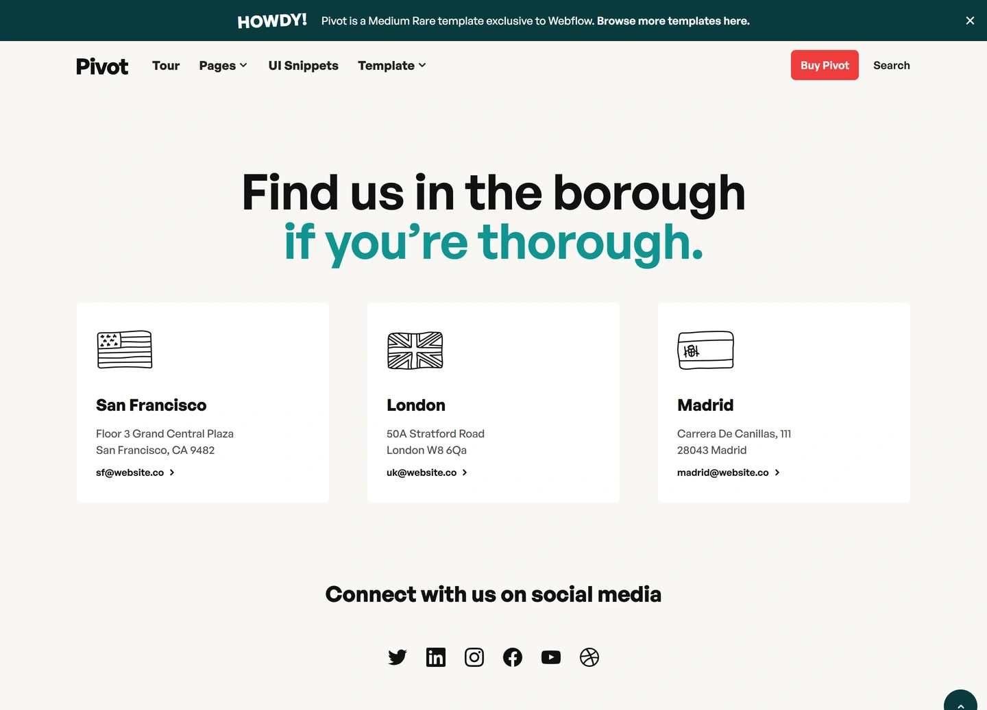 Pivot website — Company / contact us