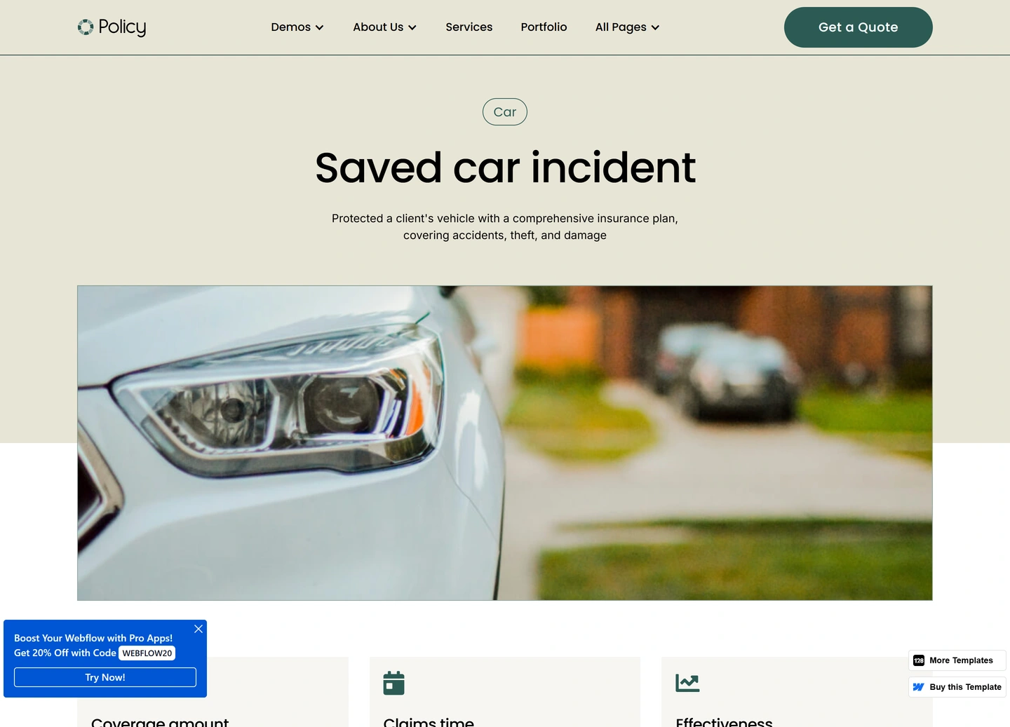 Policy website — Projects / saved car incident