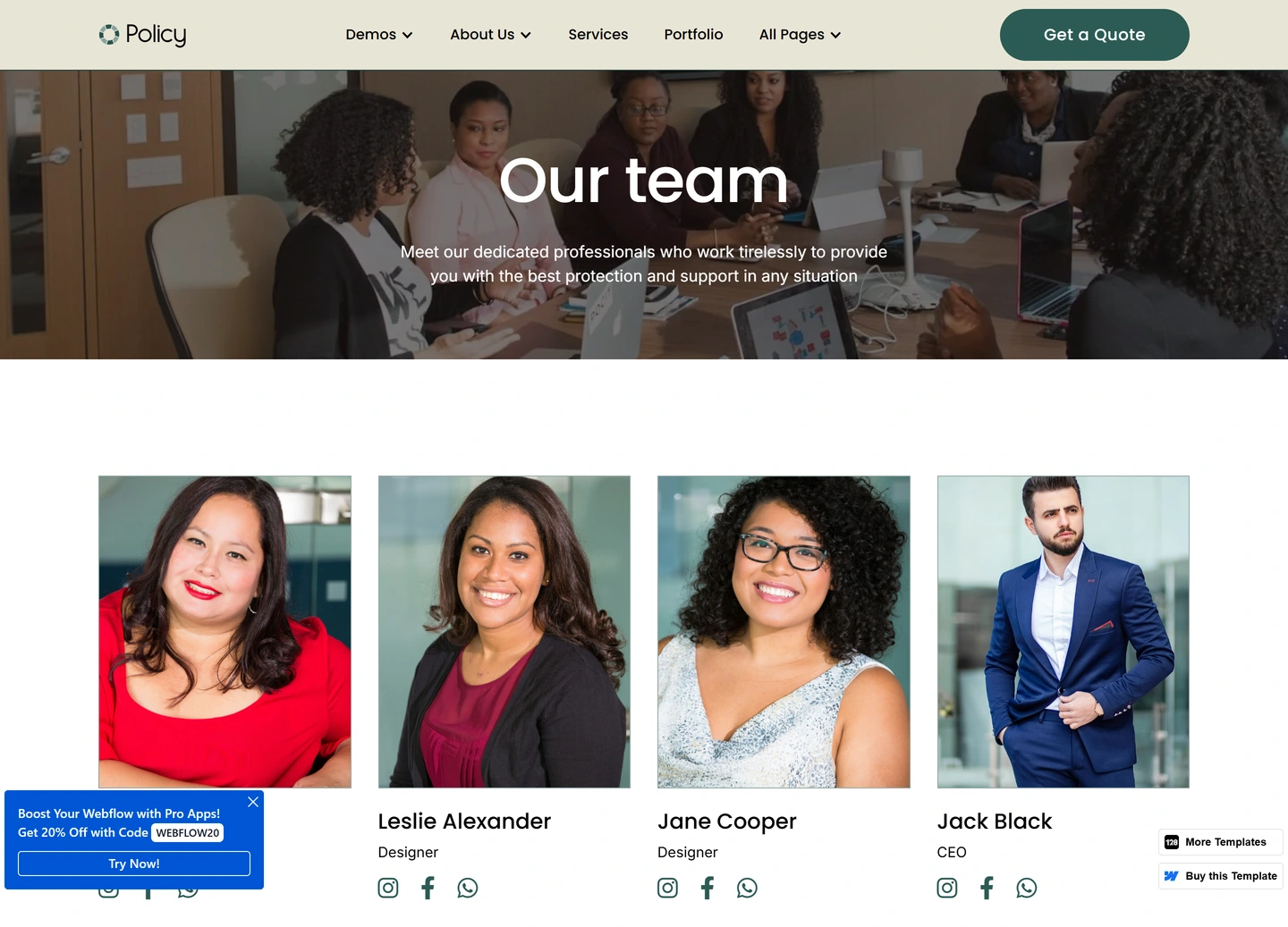 Policy website — Our team