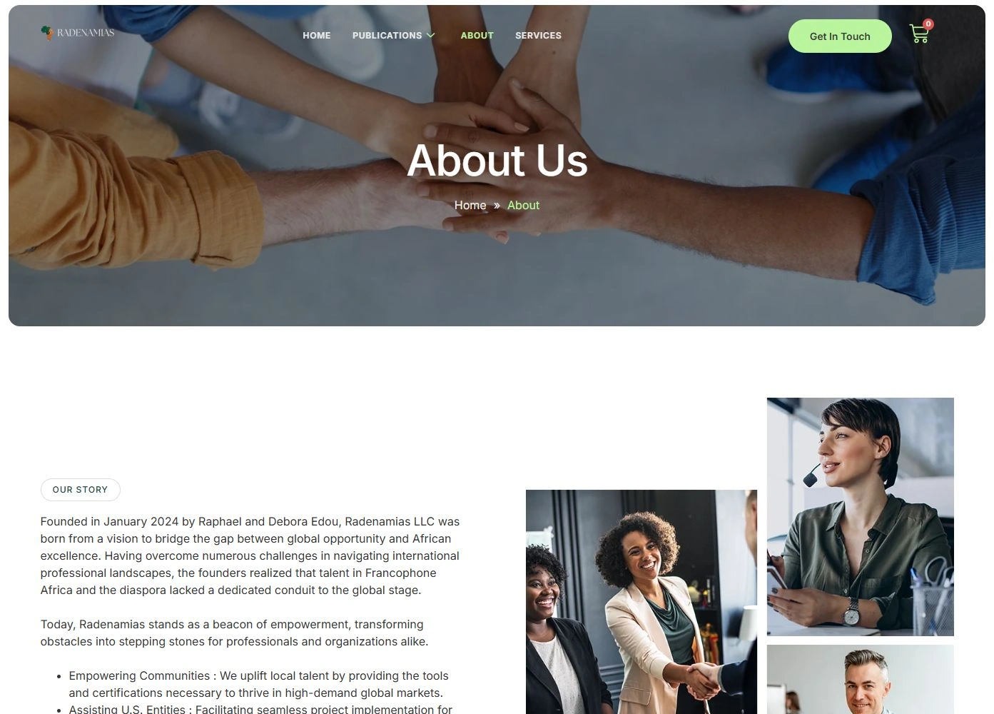 Radenamias website — About