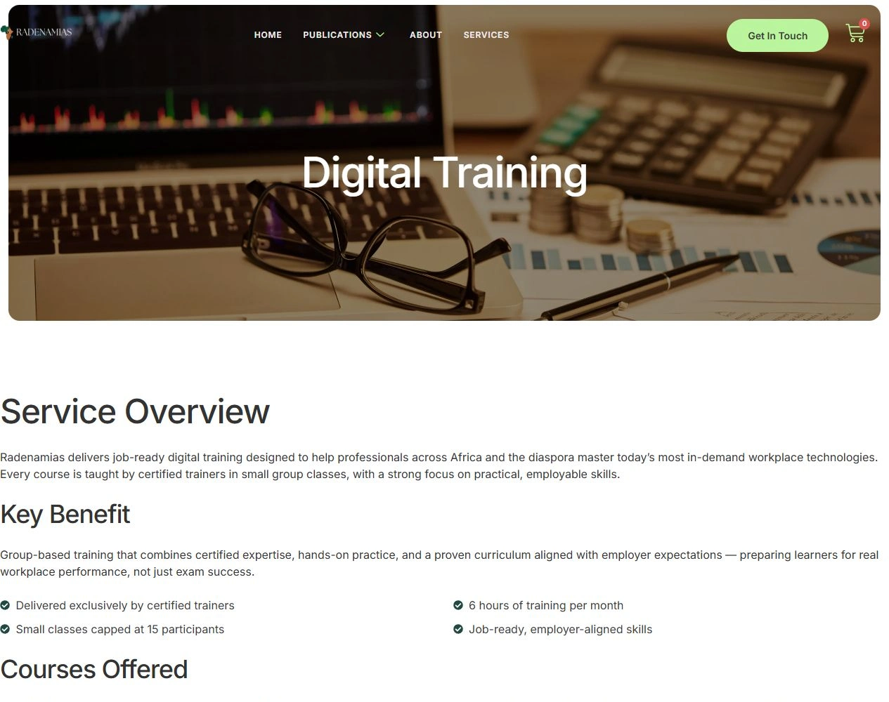 Radenamias website — Digital training