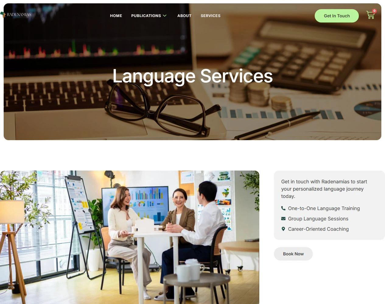 Radenamias website — Language services