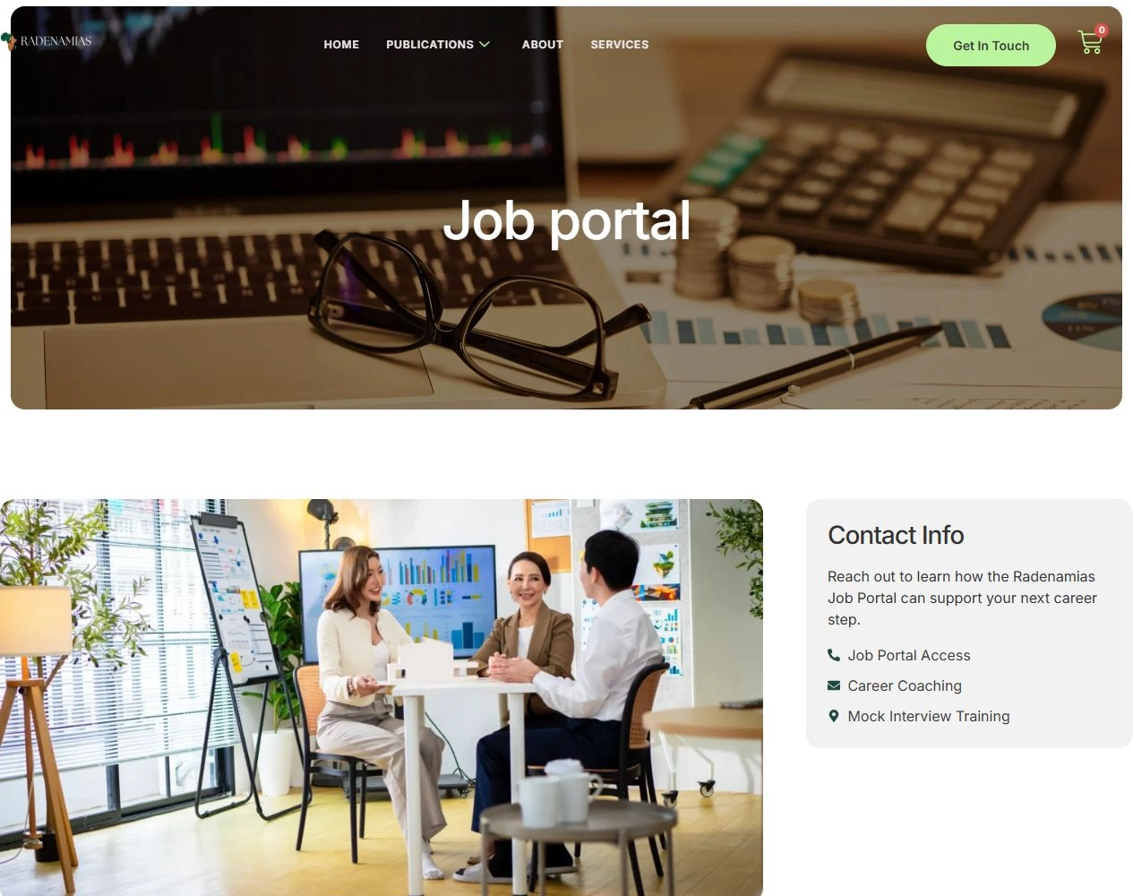 Radenamias website — Job portal