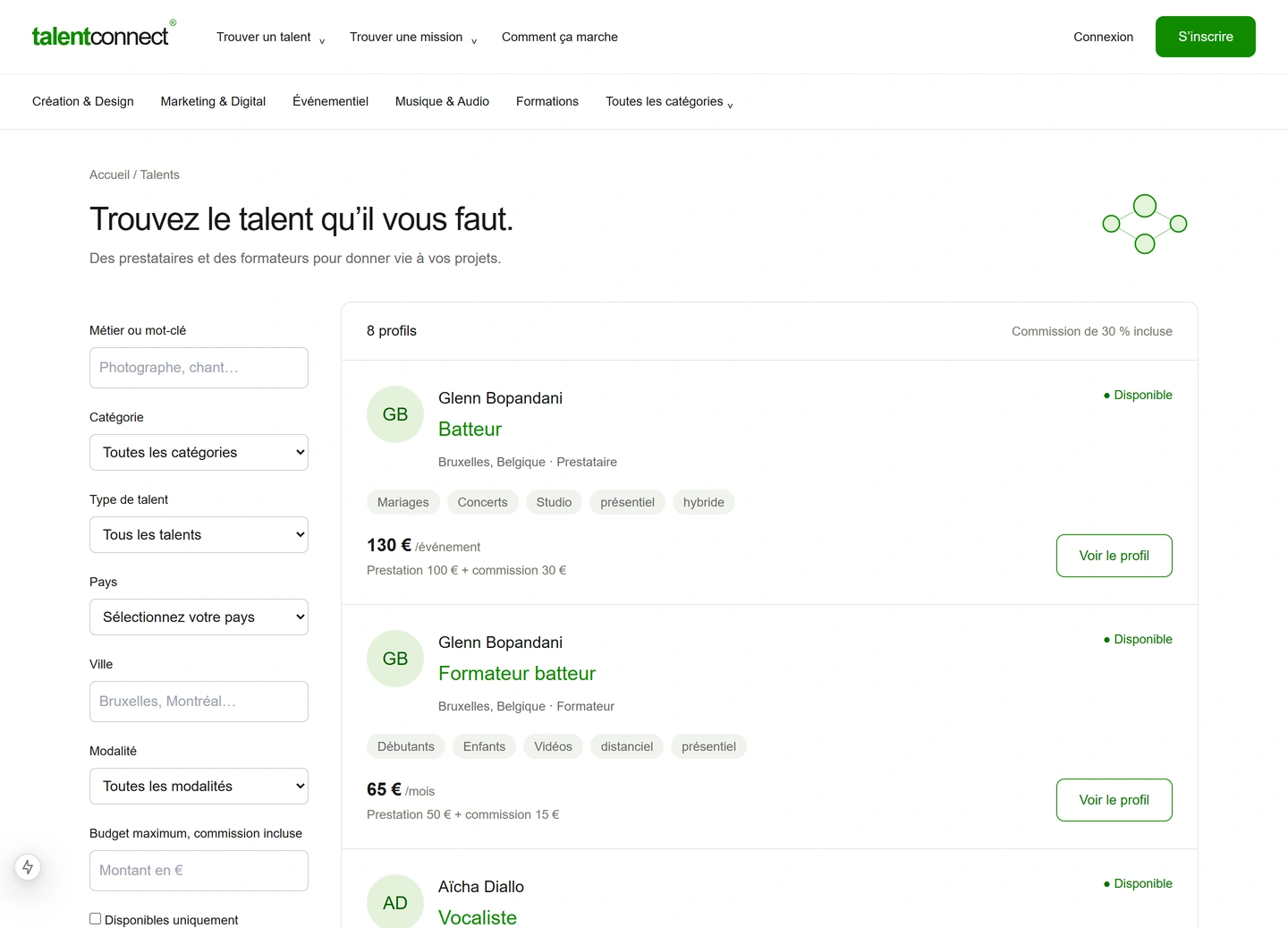 TalentConnect — Talents