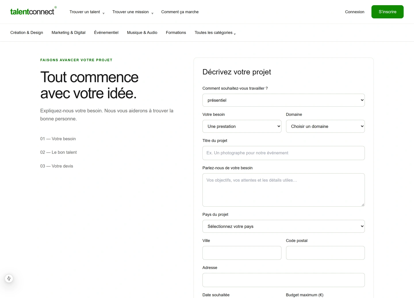 TalentConnect — Demande