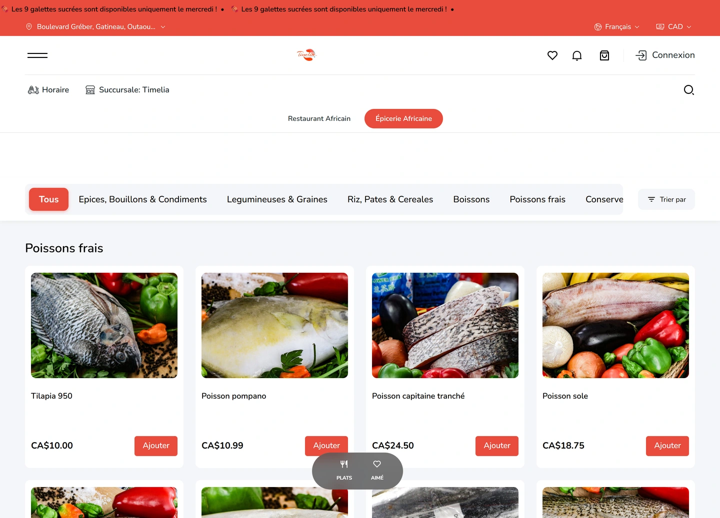 Timelia ordering platform — Epicerie