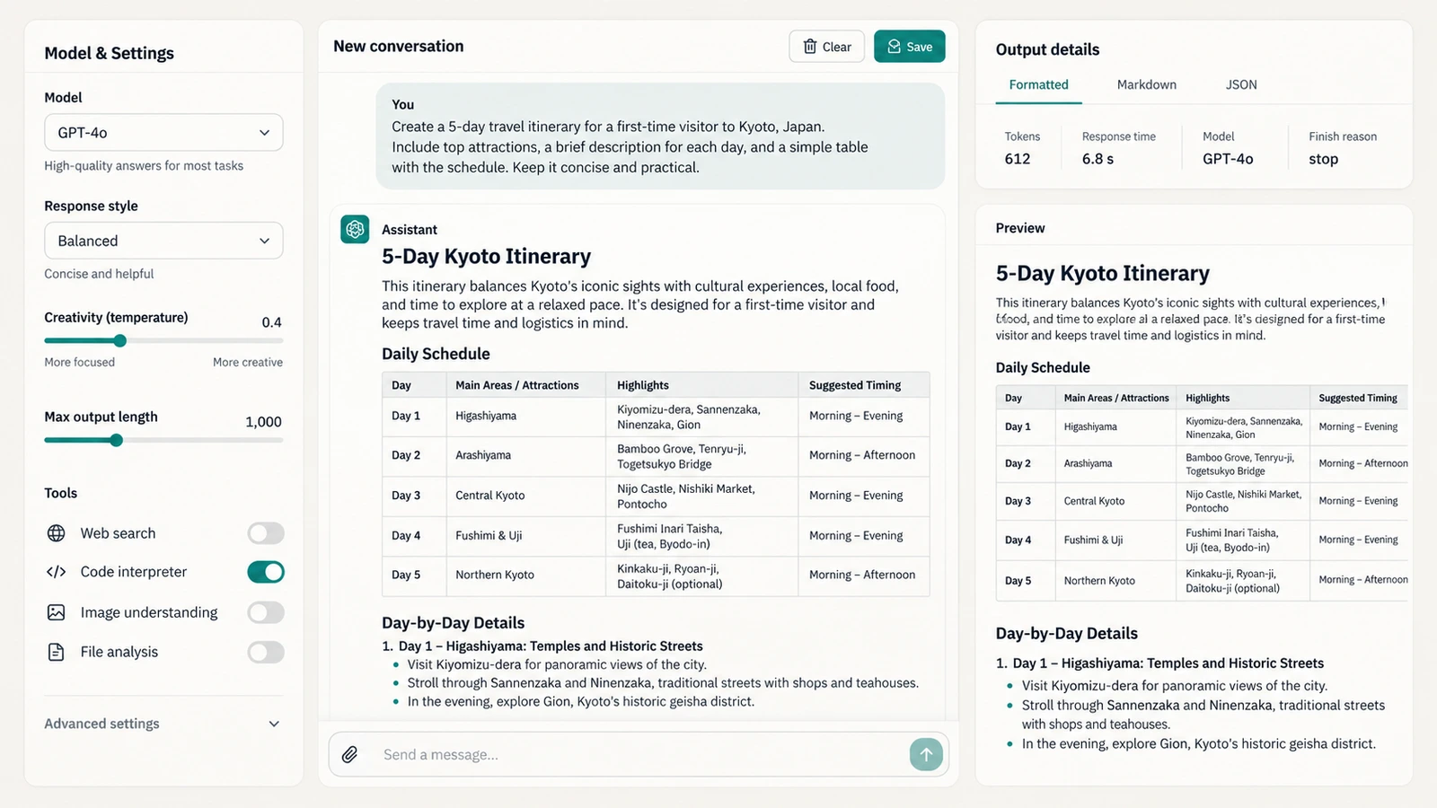 LLMs — illustrative service example