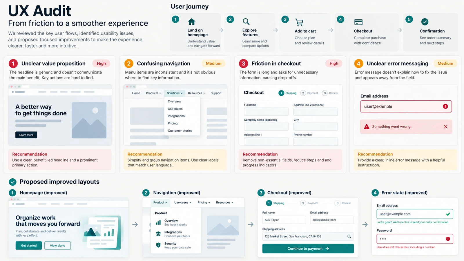 User experience reviews — illustrative service output
